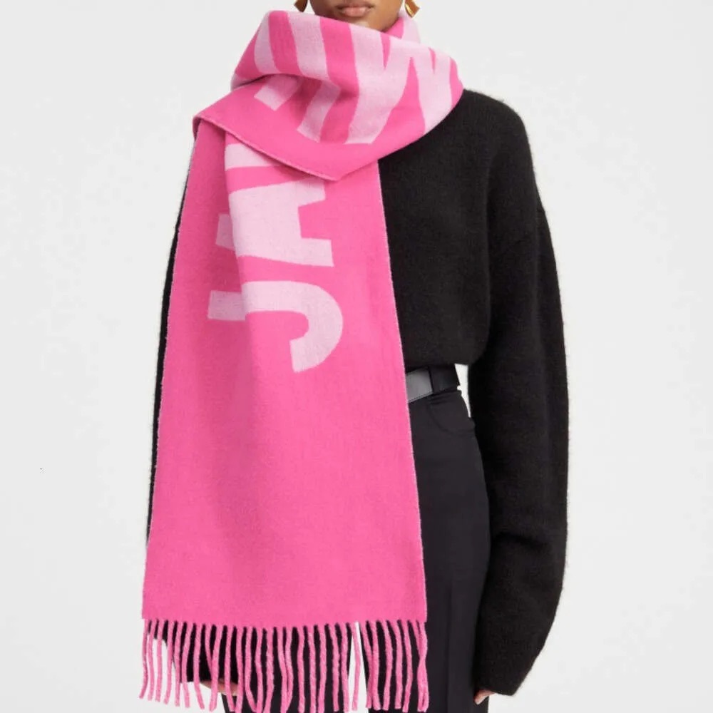 JACQUEMUS 100% Virgin Wool L'echarpe Logo Scarf - Pink